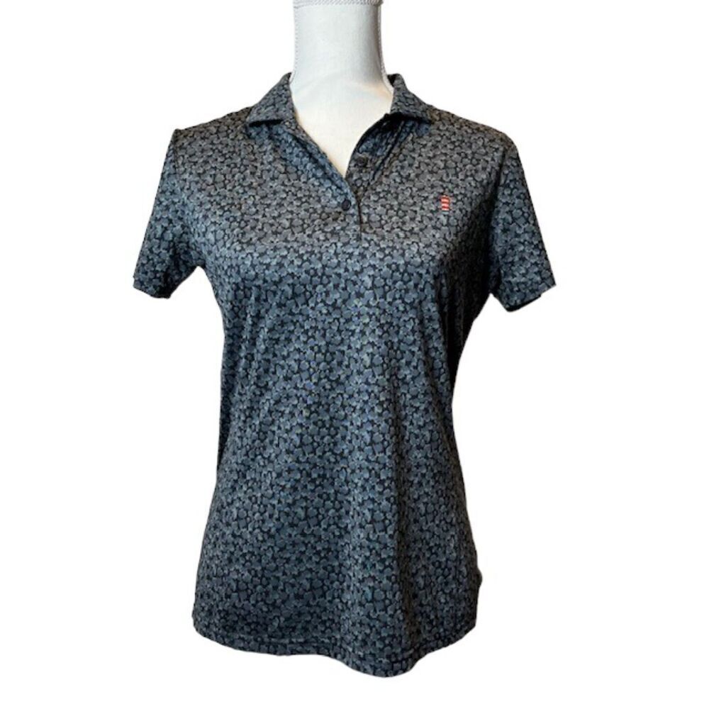 FootJoy FJ Golf Polo Black Gray Geometric with Lighthouse Performance Size Small